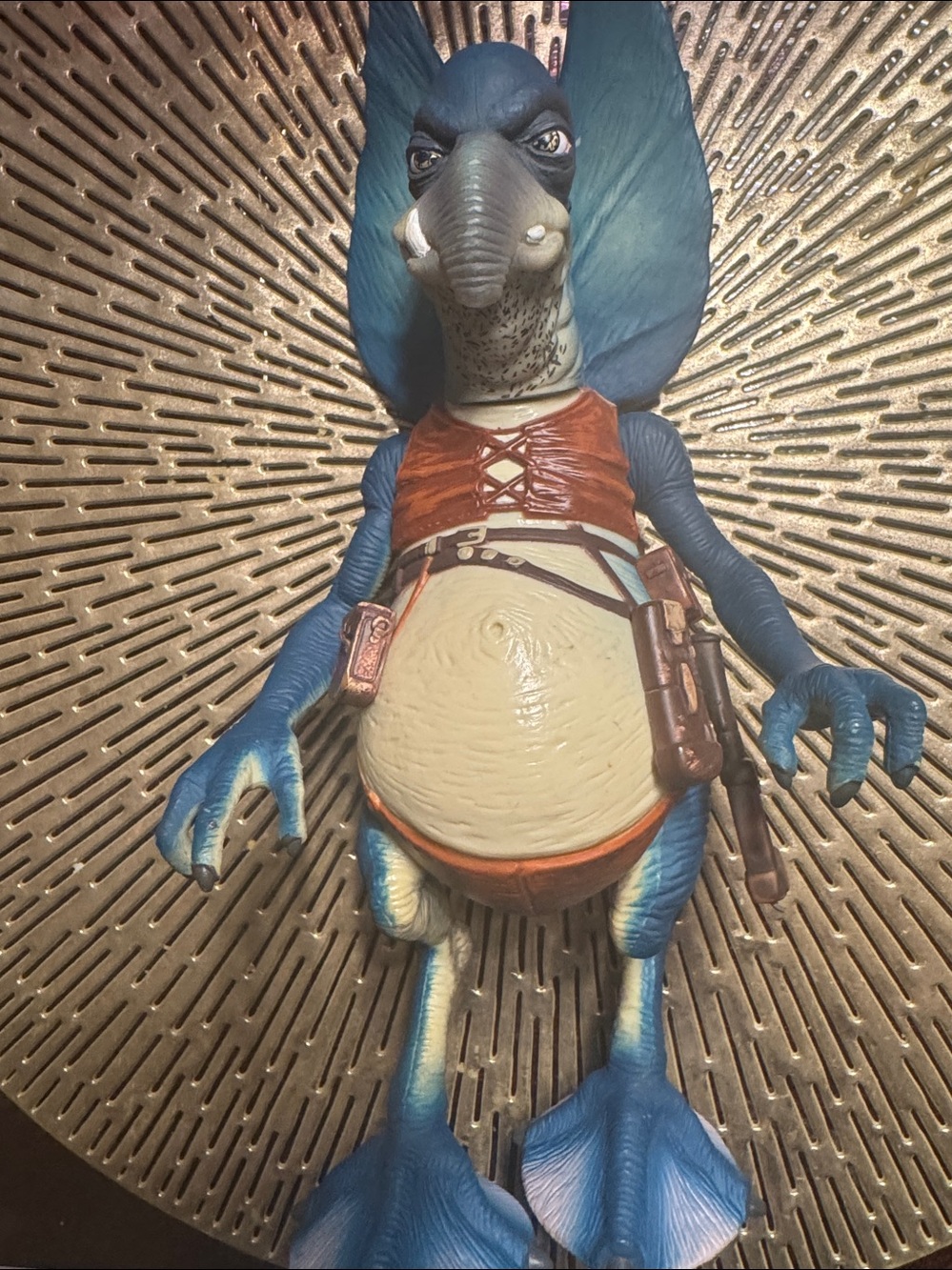 Blue Fantasy Creature Figurine with Orange Vest